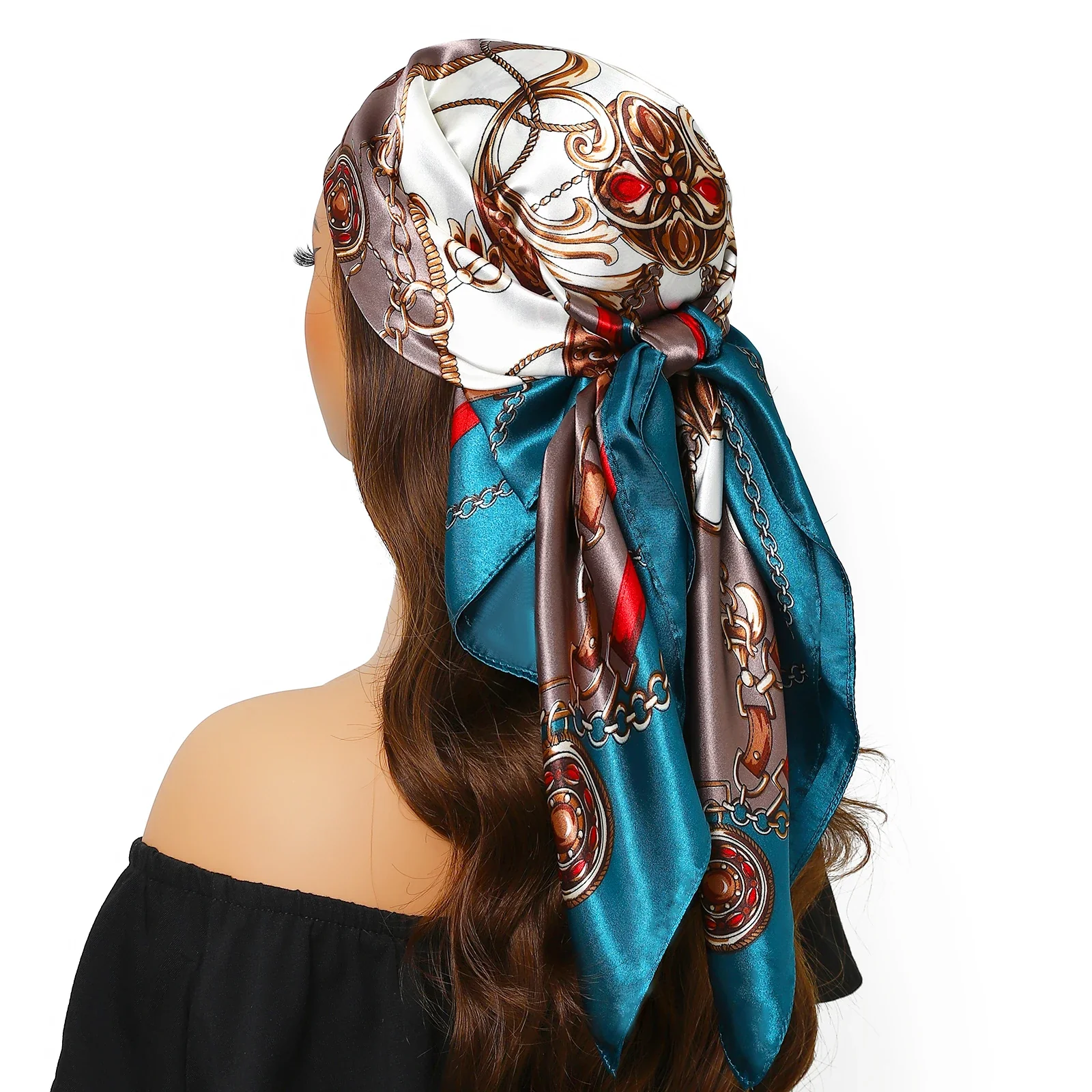 Silk Satin Square Head Scarf - Image 56