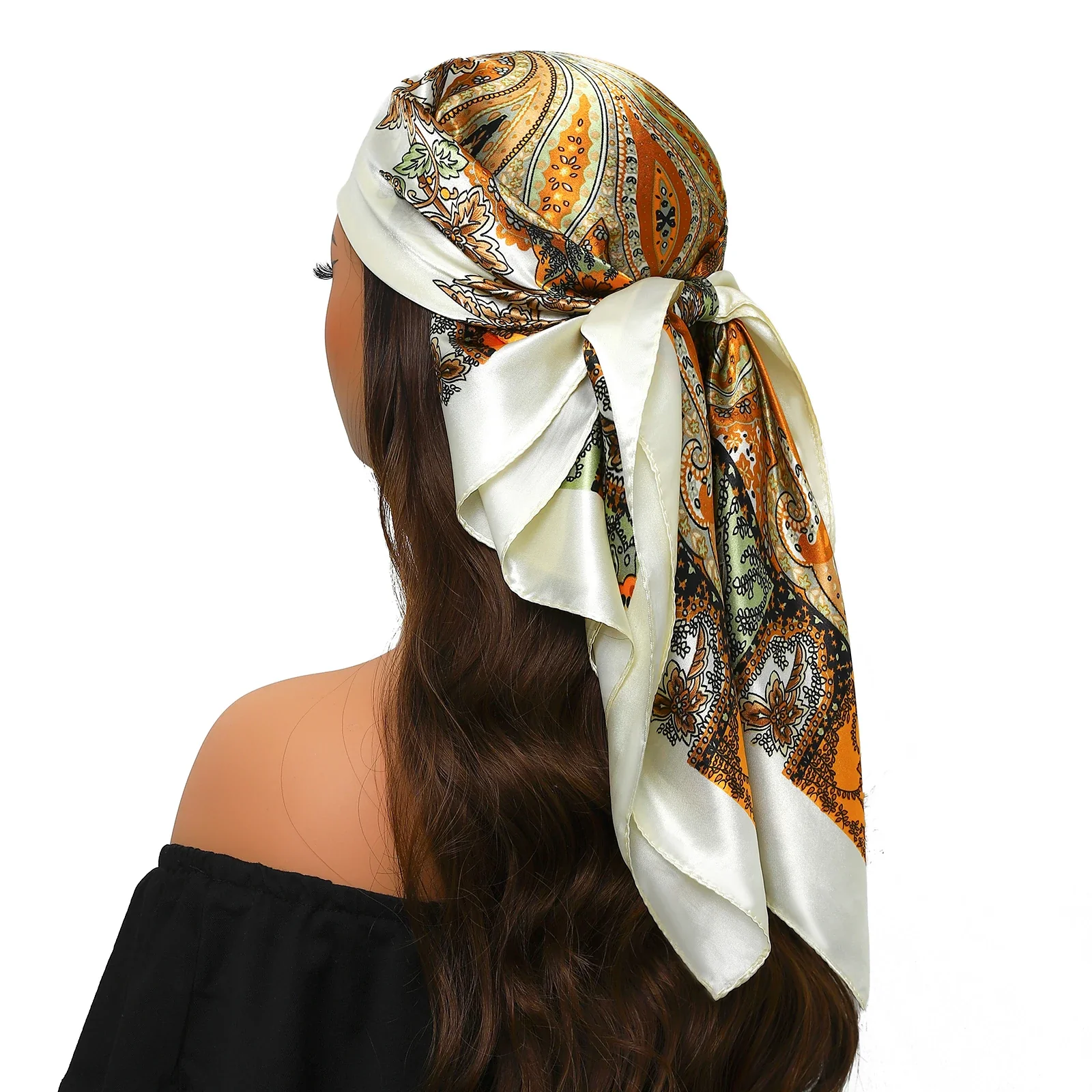 Silk Satin Square Head Scarf - Image 58