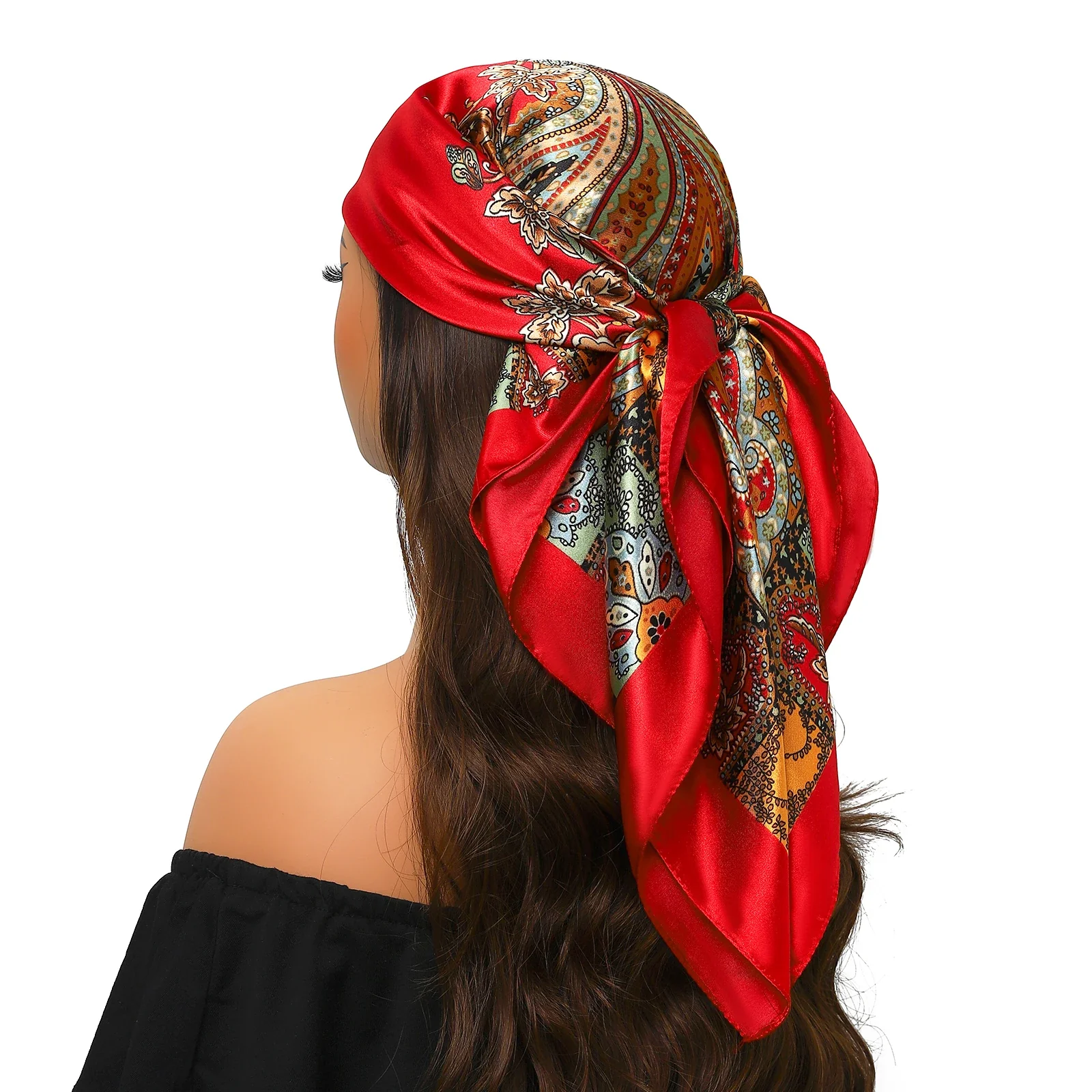 Silk Satin Square Head Scarf - Image 62