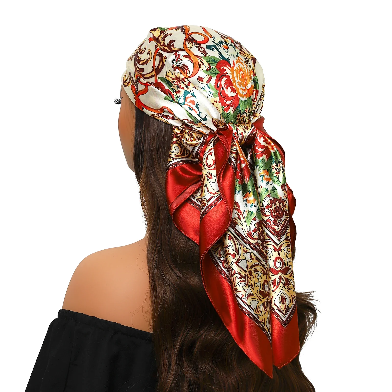 Silk Satin Square Head Scarf - Image 66