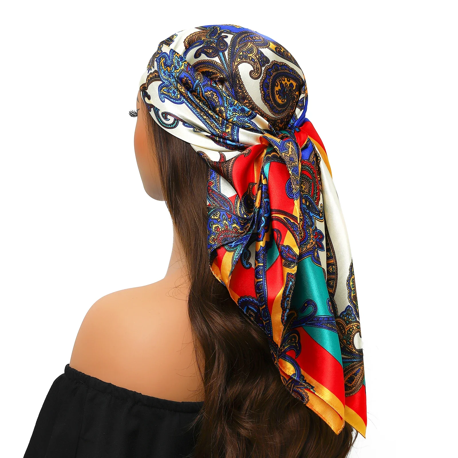 Silk Satin Square Head Scarf - Image 67