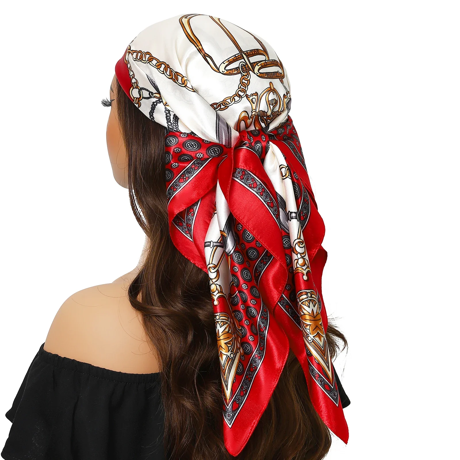 Satin Silk Square Head Scarf (90cm x 90cm) - Image 34