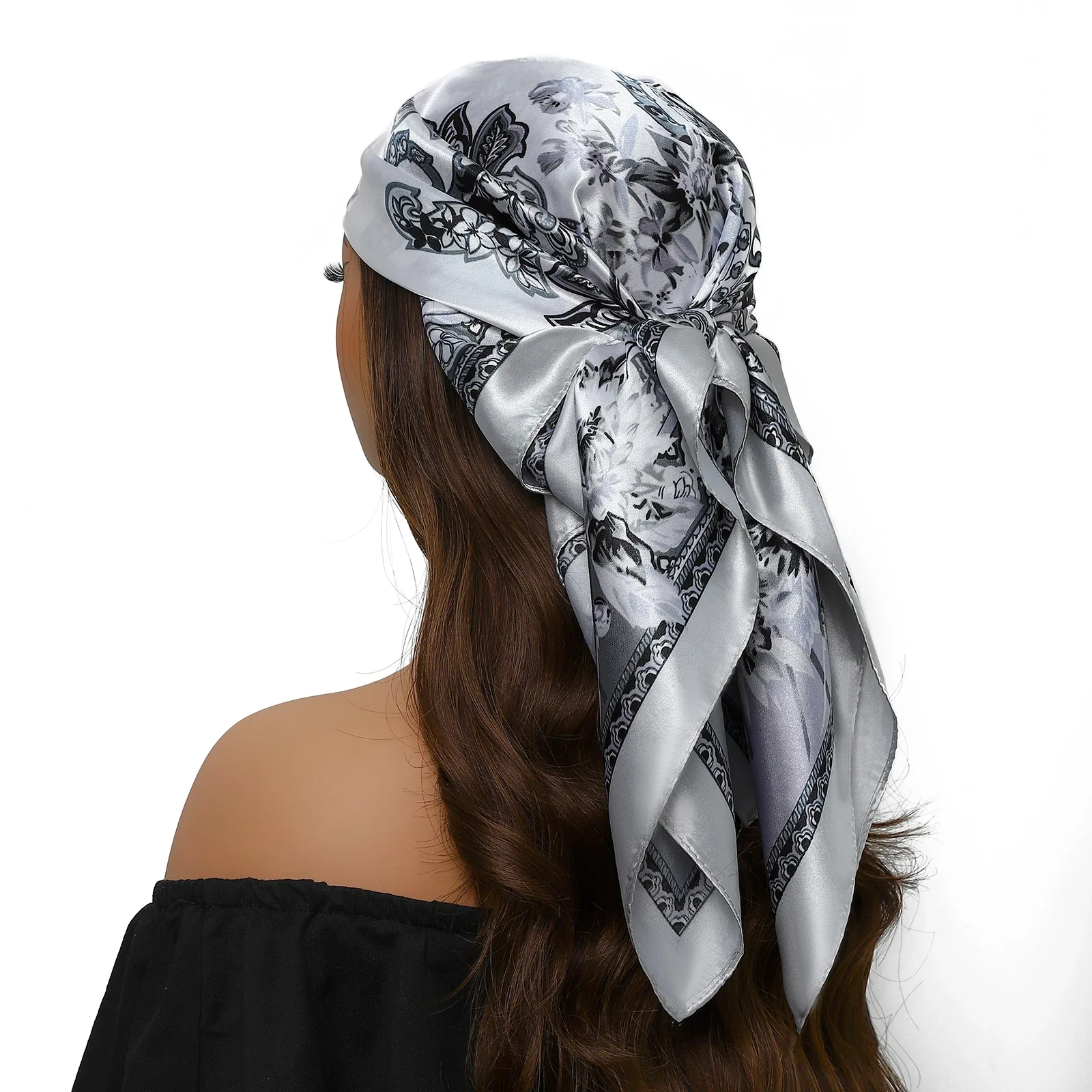 Satin Silk Square Head Scarf (90cm x 90cm) - Image 36