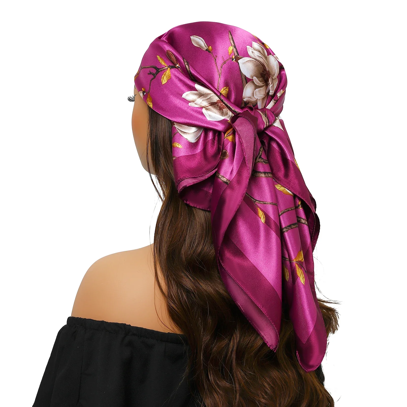 Satin Silk Square Head Scarf (90cm x 90cm) - Image 39