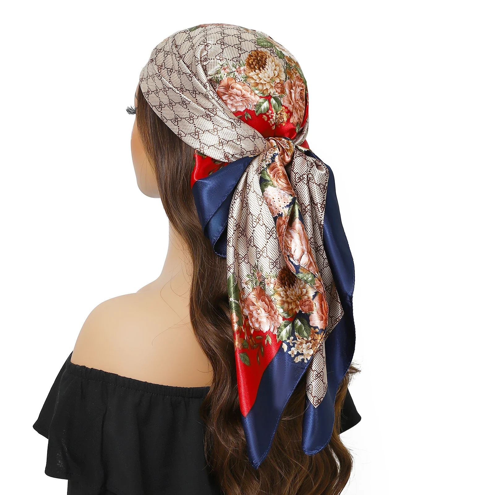 Satin Silk Square Head Scarf (90cm x 90cm) - Image 41
