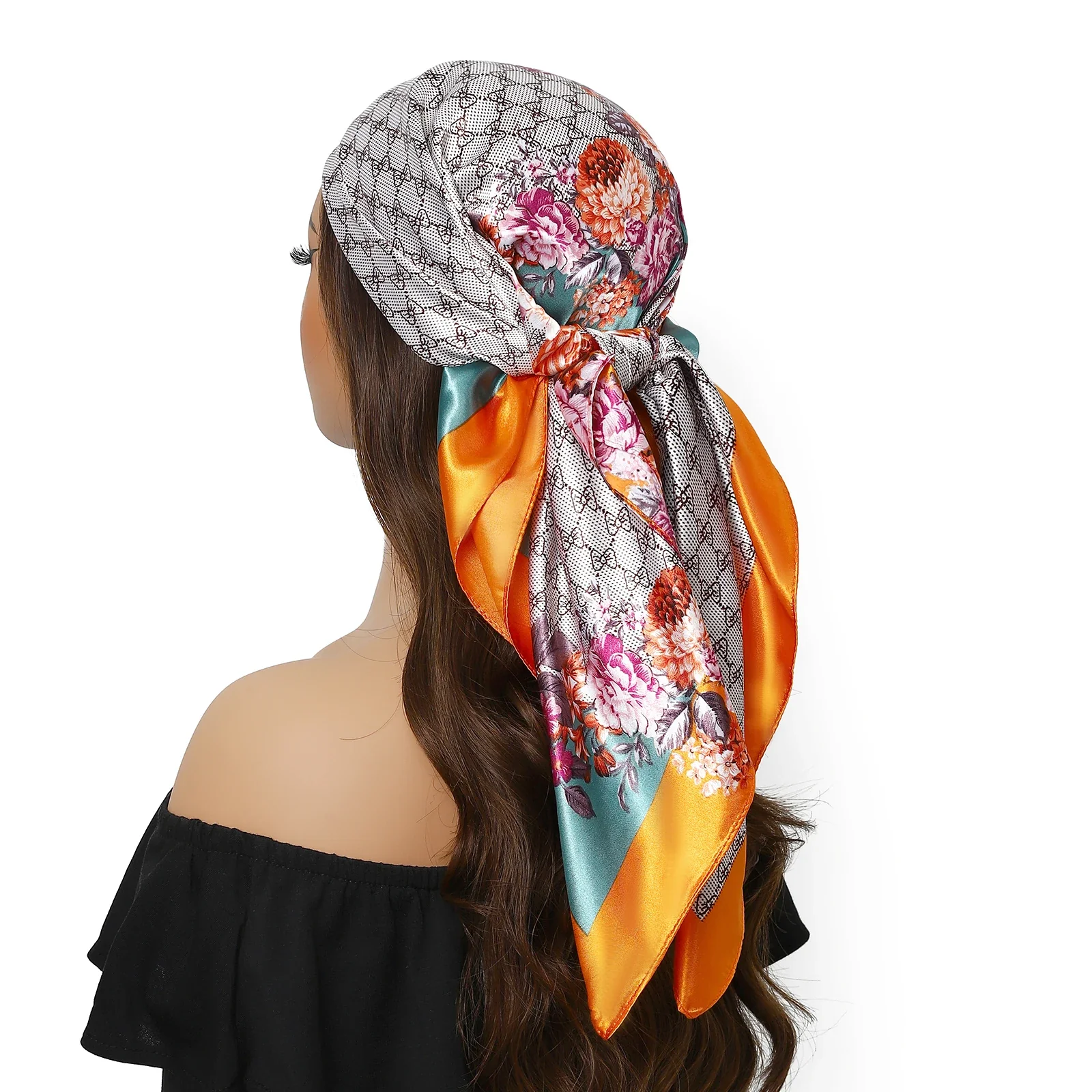 Satin Silk Square Head Scarf (90cm x 90cm) - Image 42