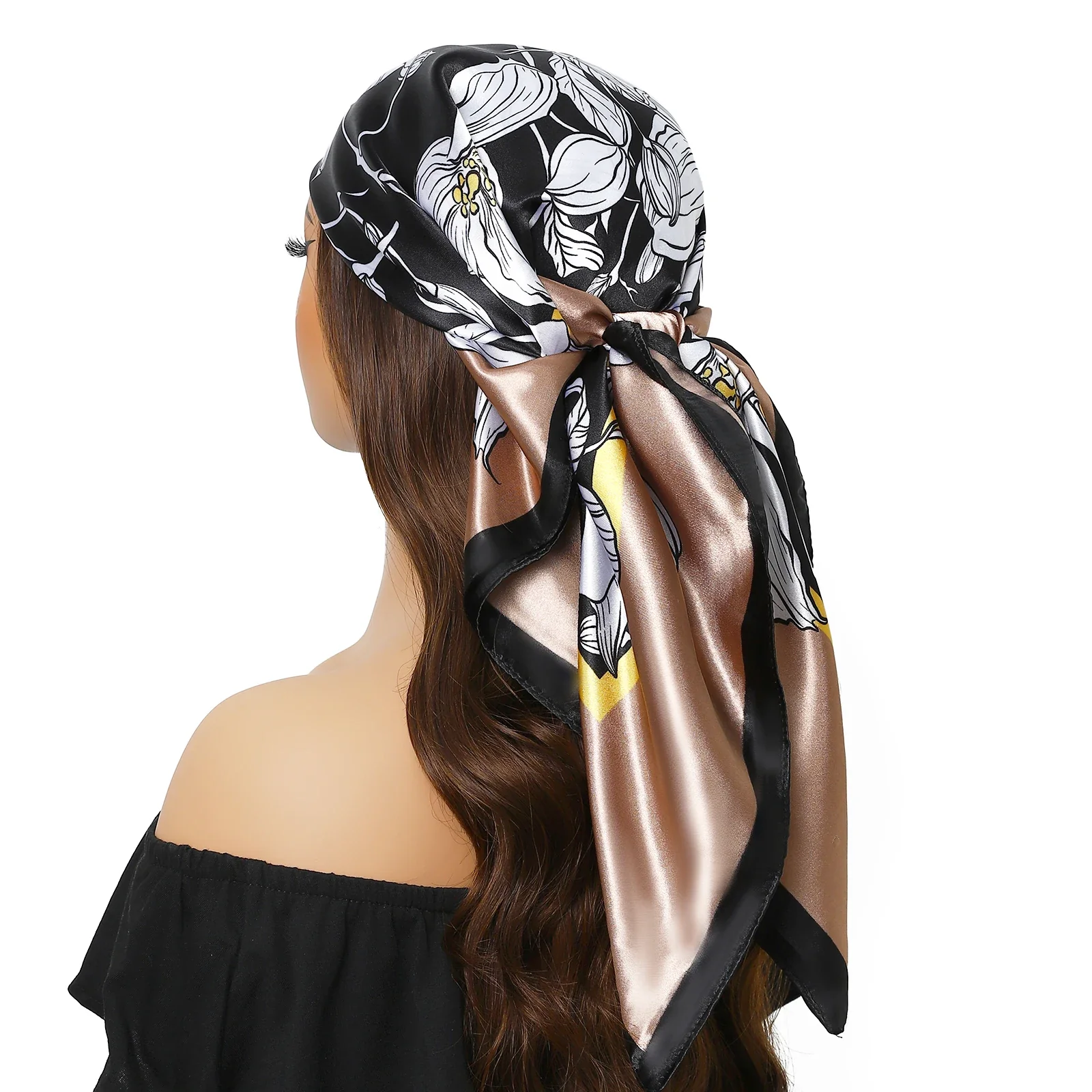 Satin Silk Square Head Scarf (90cm x 90cm) - Image 45