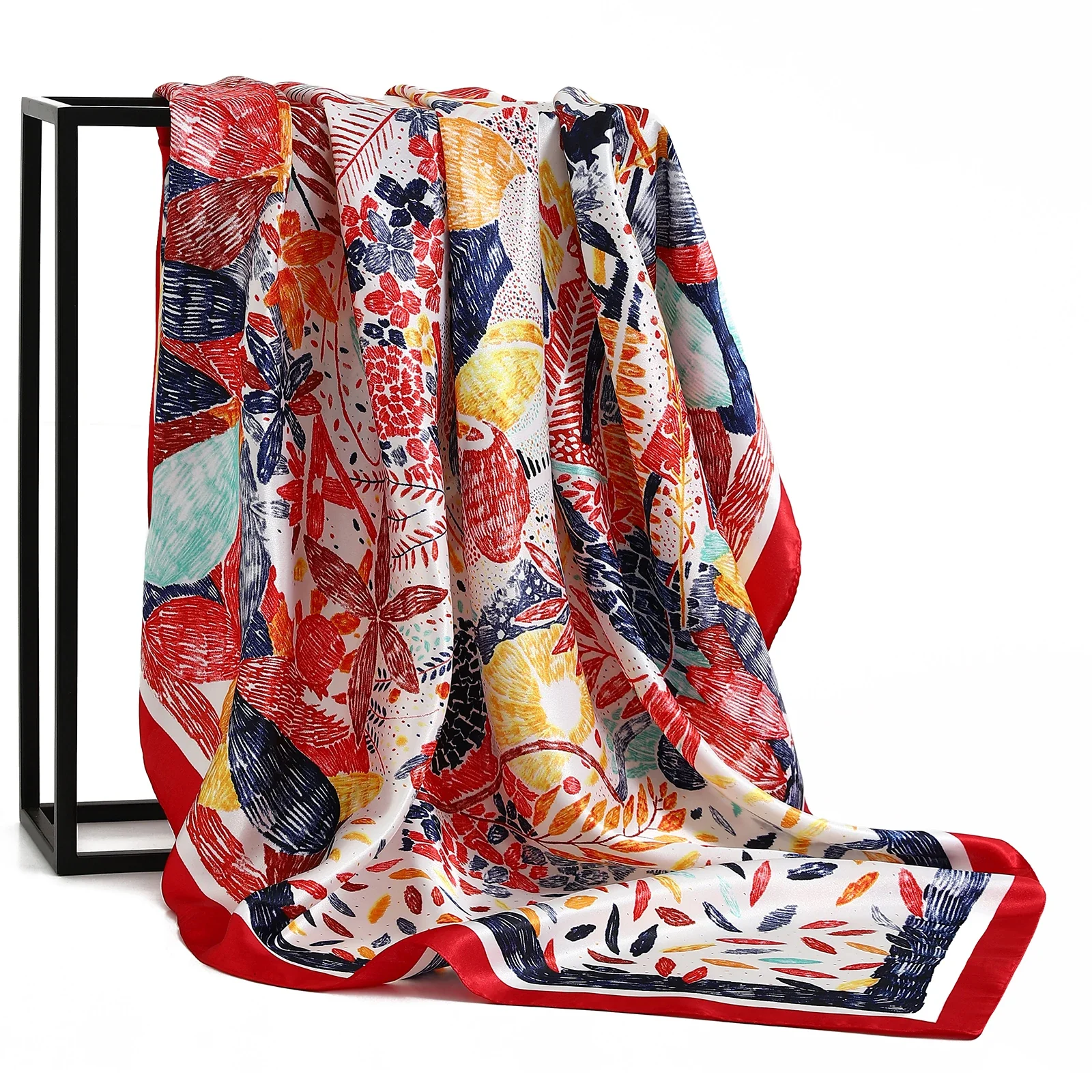 Satin Silk Square Head Scarf (90cm x 90cm) - Image 46