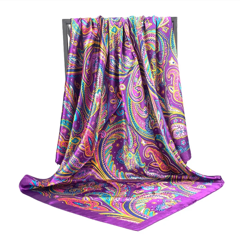 Satin Silk Square Head Scarf (90cm x 90cm) - Image 48