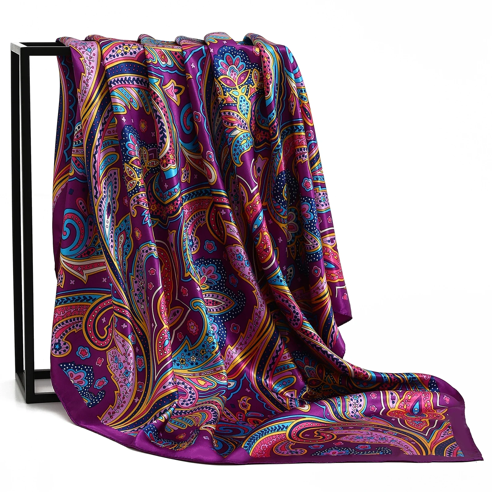 Satin Silk Square Head Scarf (90cm x 90cm) - Image 49