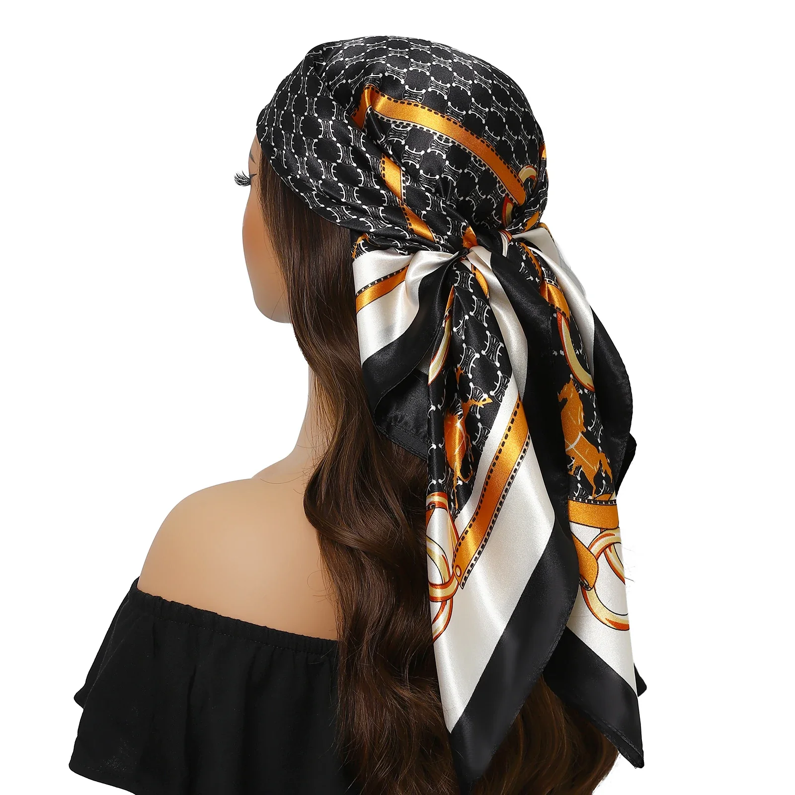 Satin Silk Square Head Scarf (90cm x 90cm) - Image 51
