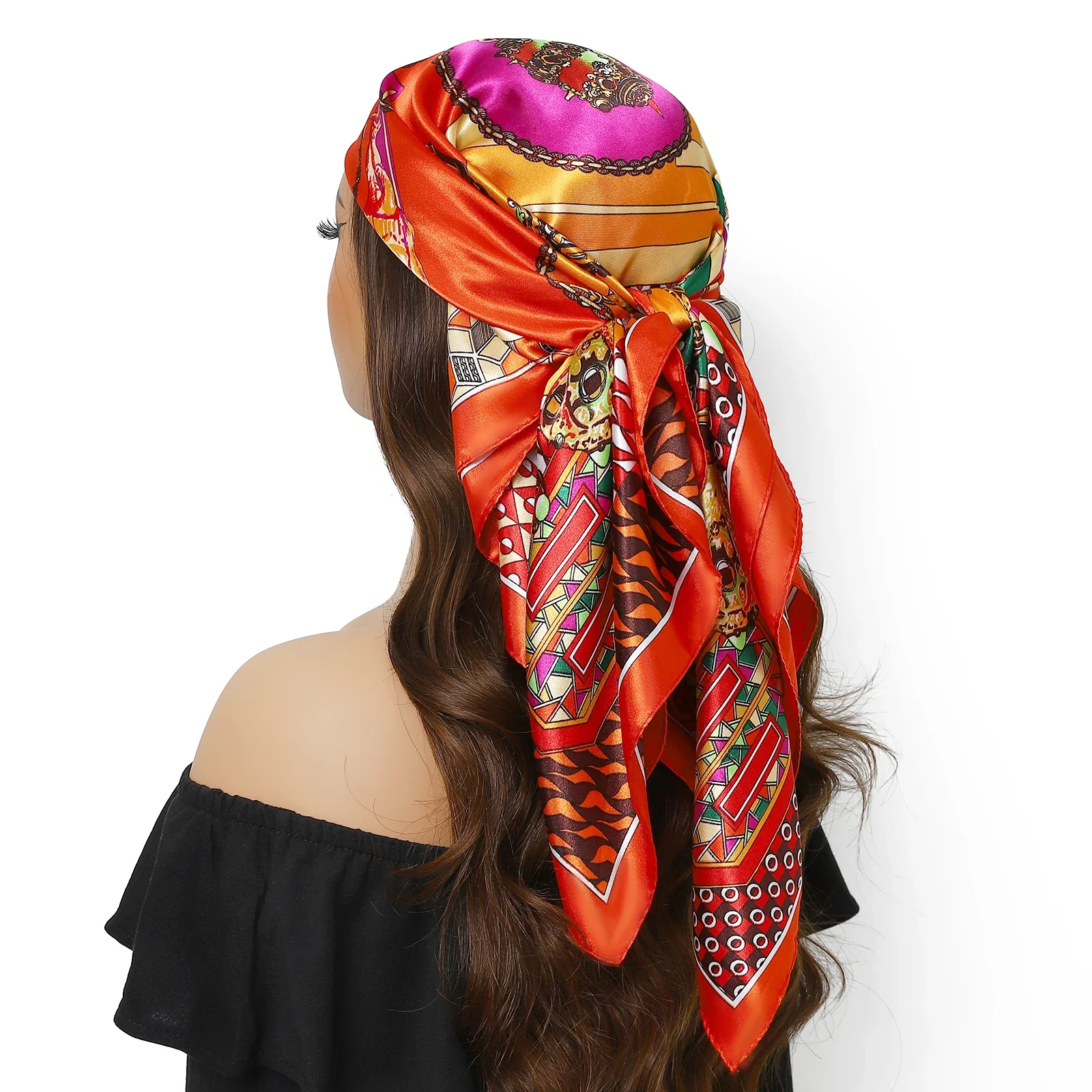 Satin Silk Square Head Scarf (90cm x 90cm) - Image 55