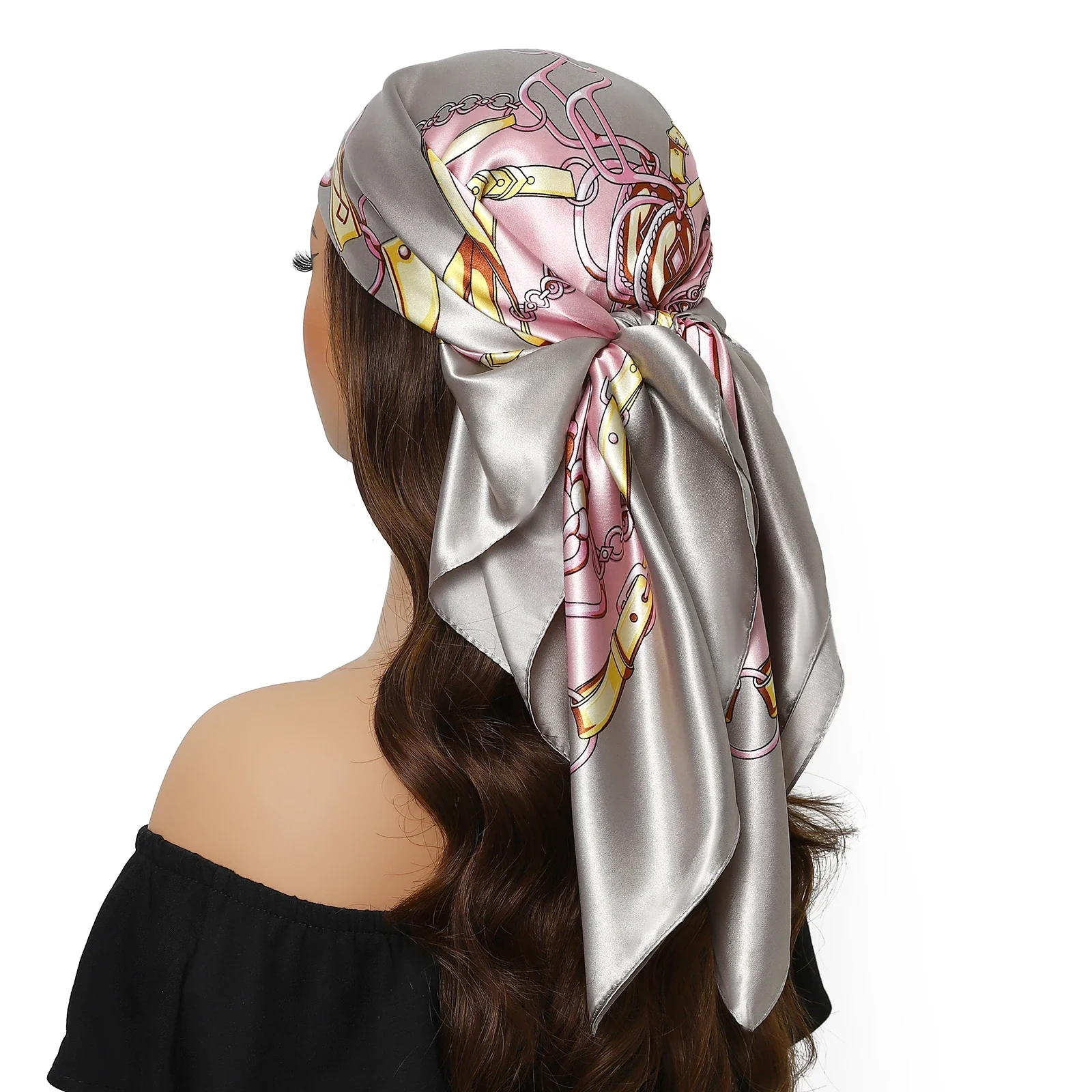 Satin Silk Square Head Scarf (90cm x 90cm) - Image 56