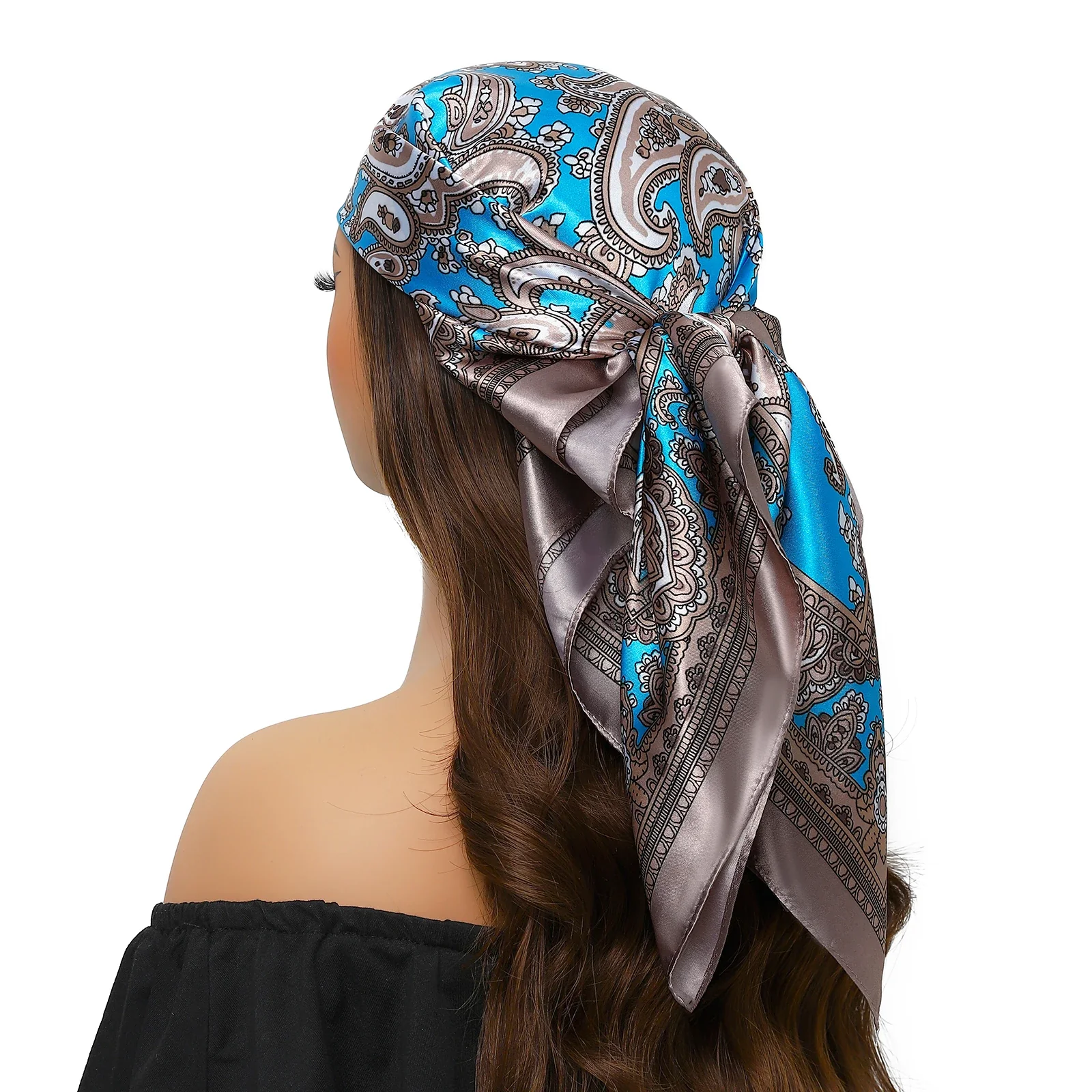 Satin Silk Square Head Scarf (90cm x 90cm) - Image 57