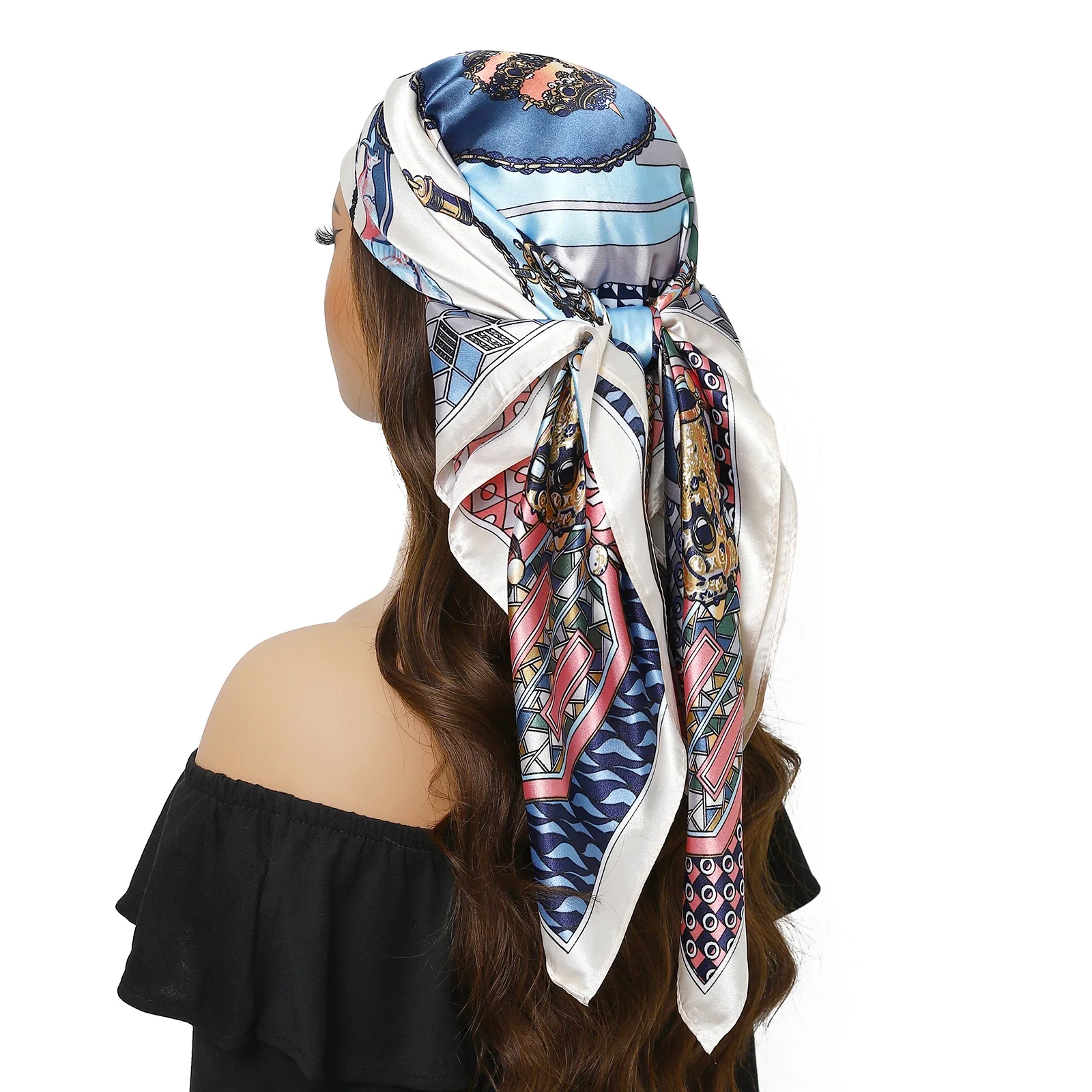 Satin Silk Square Head Scarf (90cm x 90cm) - Image 6