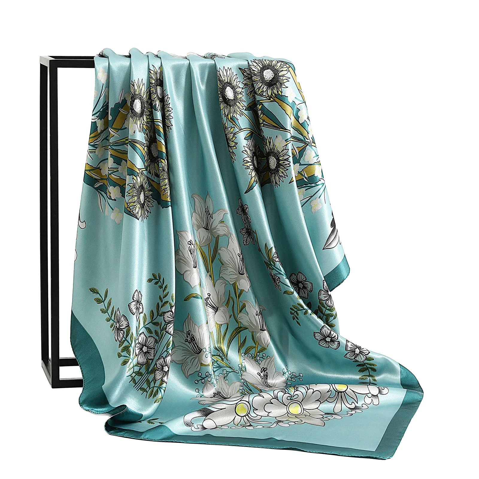 Satin Silk Square Head Scarf (90cm x 90cm) - Image 60