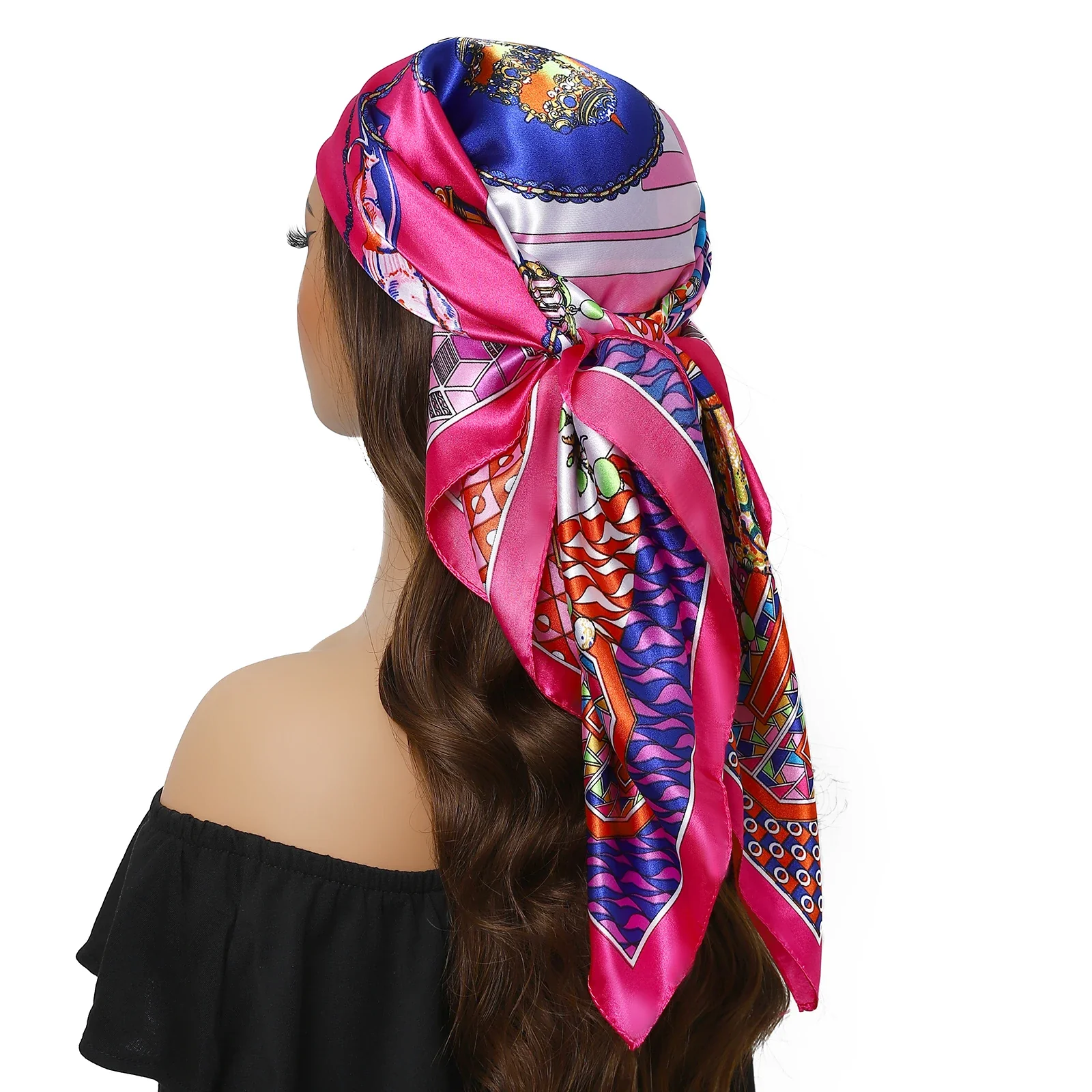 Satin Silk Square Head Scarf (90cm x 90cm) - Image 61