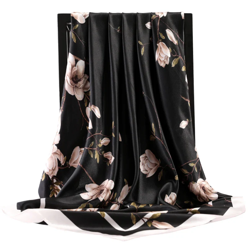 Satin Silk Square Head Scarf (90cm x 90cm) - Image 62