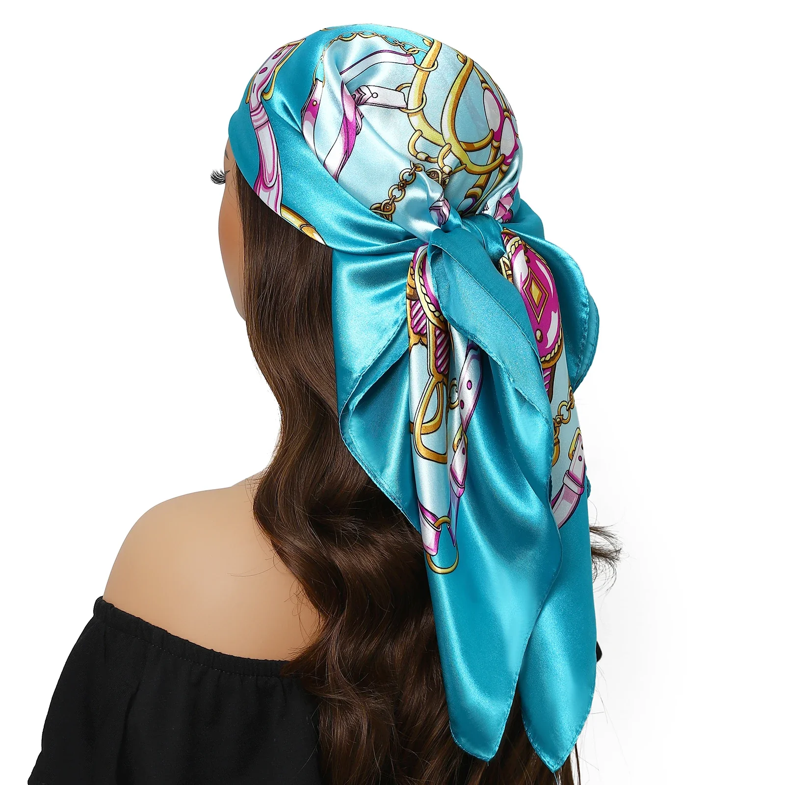 Satin Silk Square Head Scarf (90cm x 90cm) - Image 63