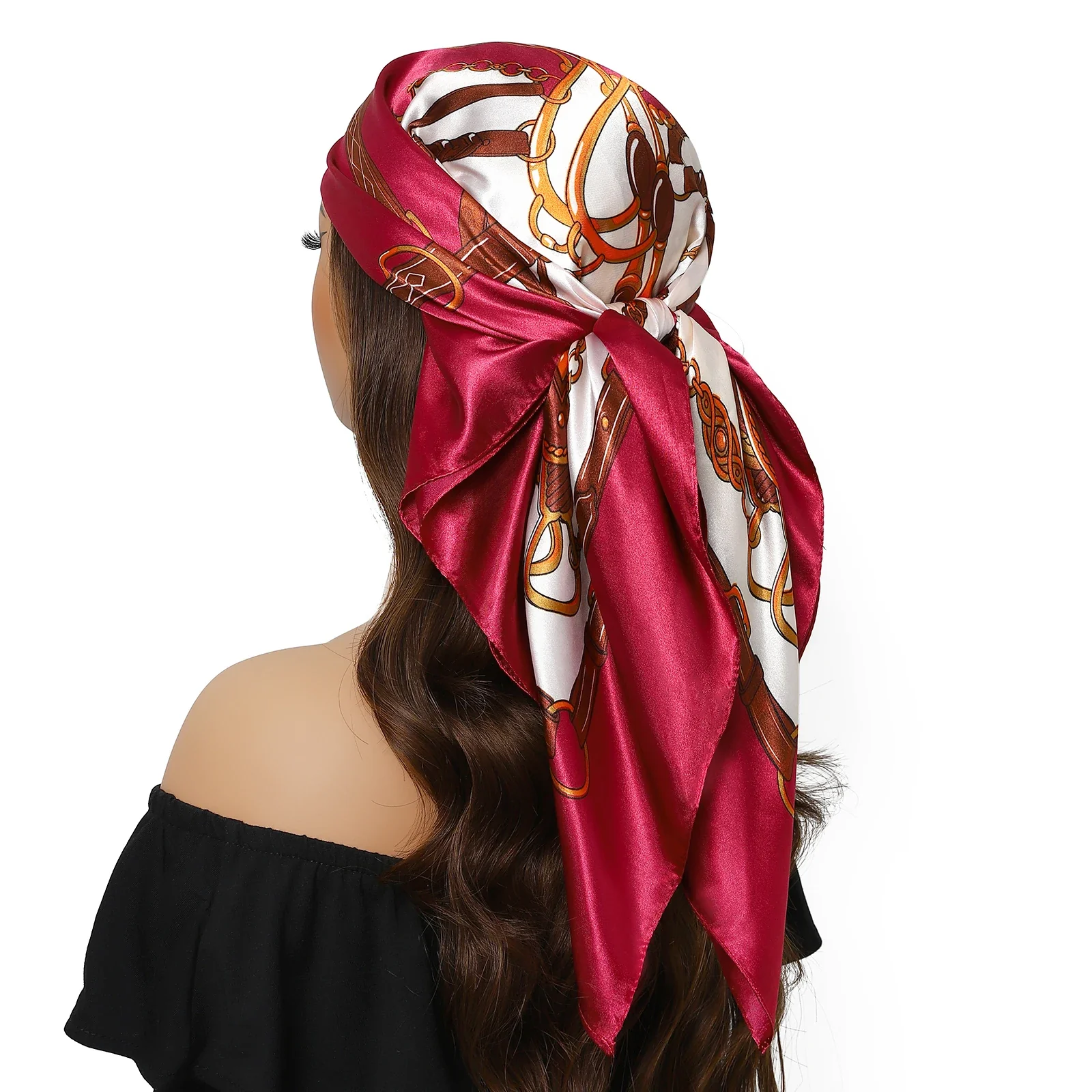 Satin Silk Square Head Scarf (90cm x 90cm) - Image 67