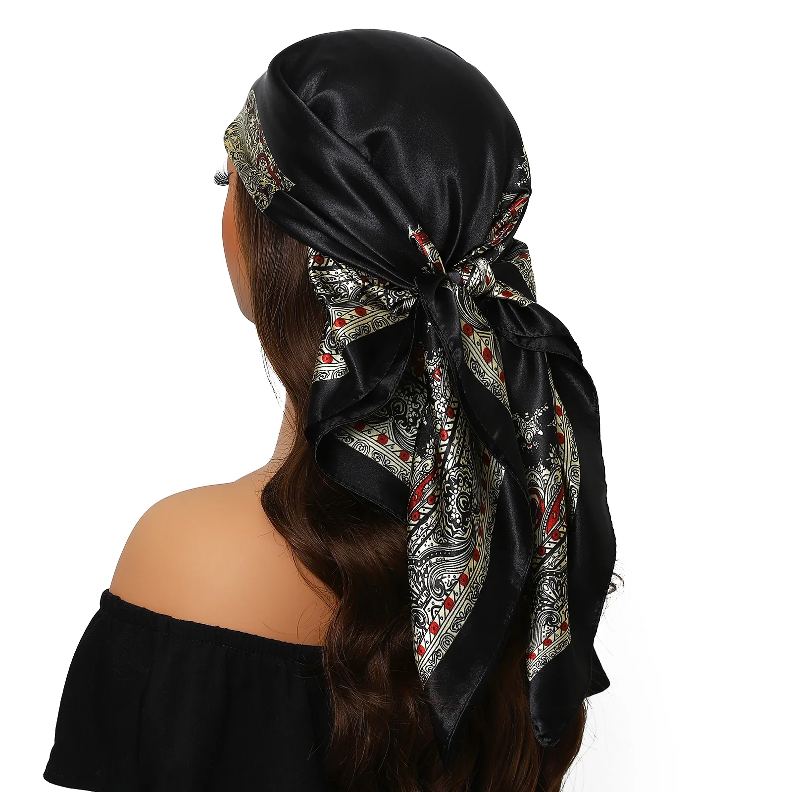 Satin Silk Square Head Scarf (90cm x 90cm) - Image 69