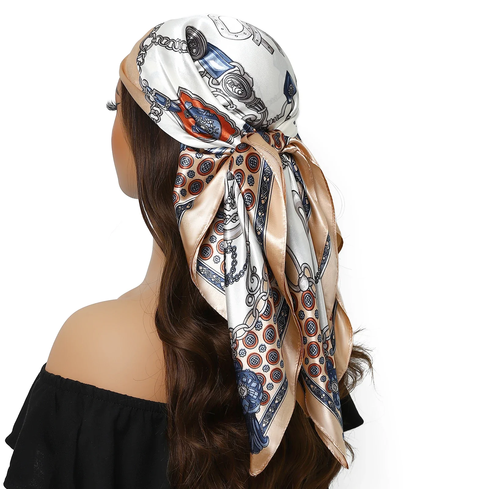 Satin Silk Square Head Scarf (90cm x 90cm) - Image 7