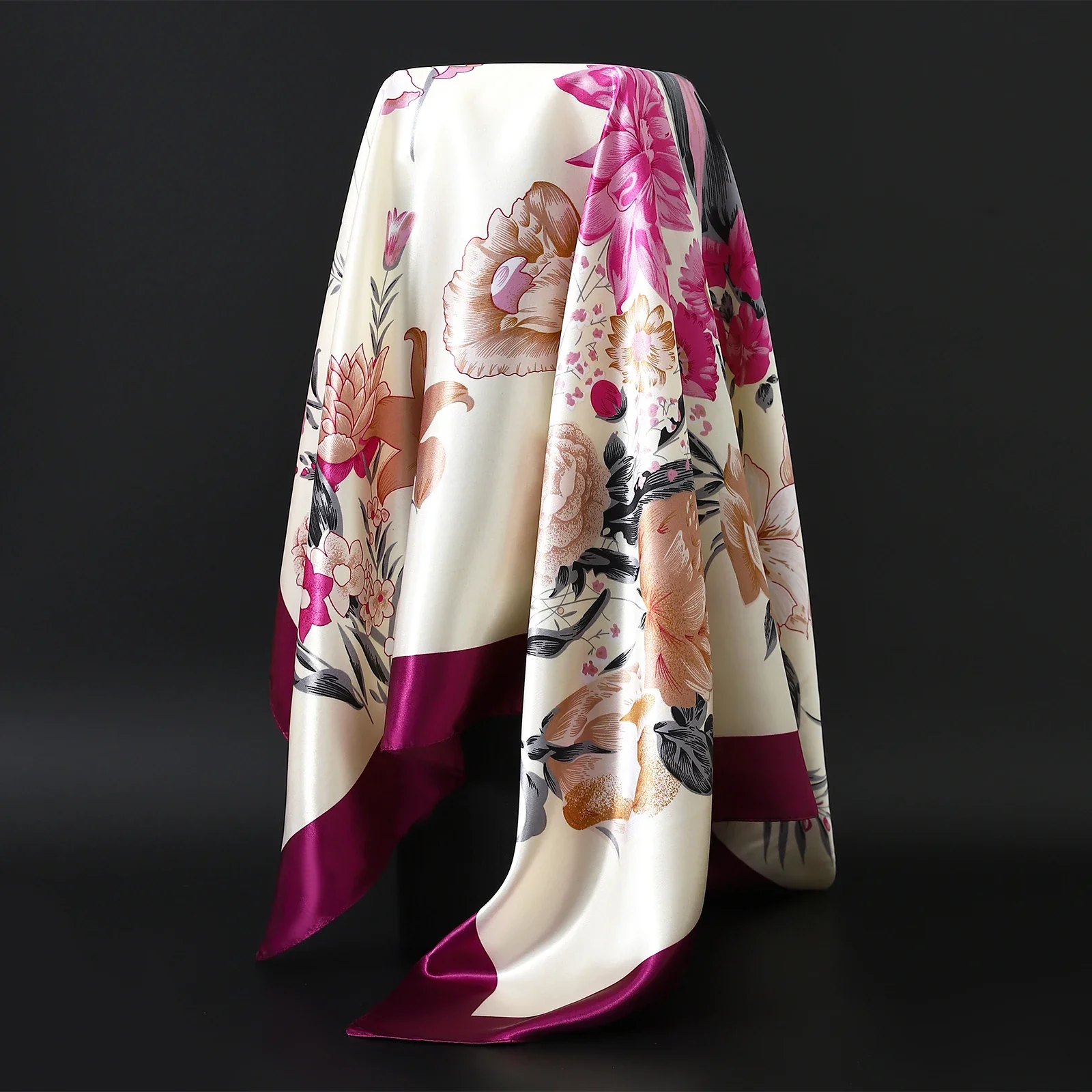 Satin Silk Square Head Scarf (90cm x 90cm) - Image 9