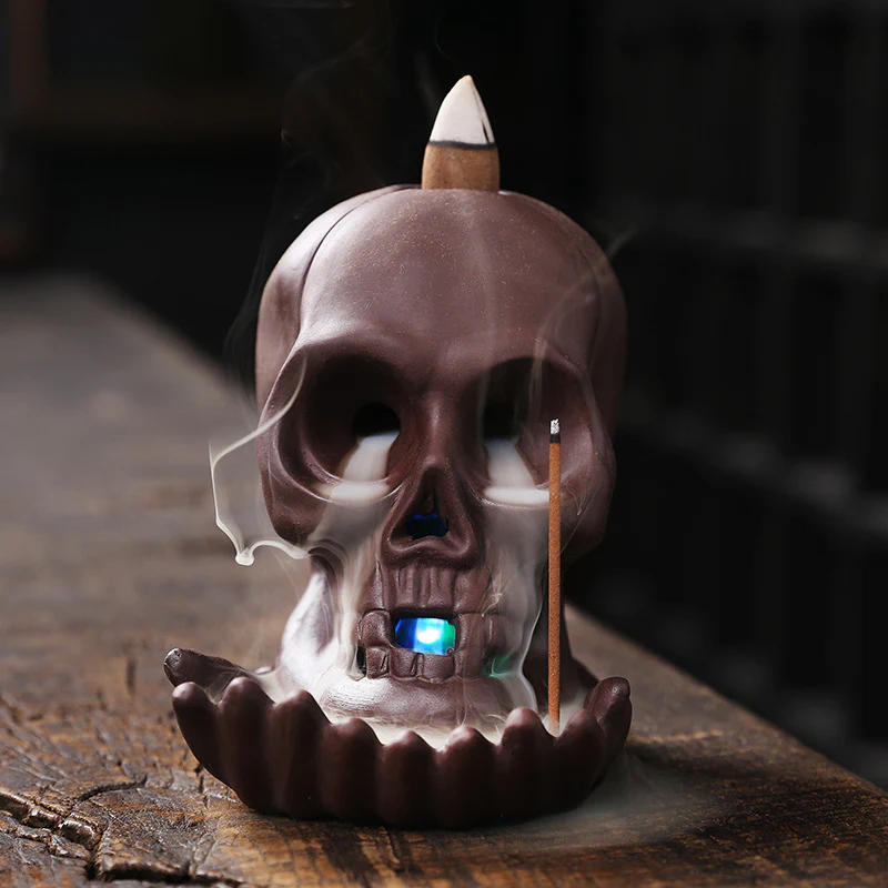 Halloween Skull Head Backflow Incense Burner Diffuser Home Decoration - Image 2