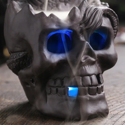 Halloween Skull Head Backflow Incense Burner Diffuser Home Decoration - Image 6