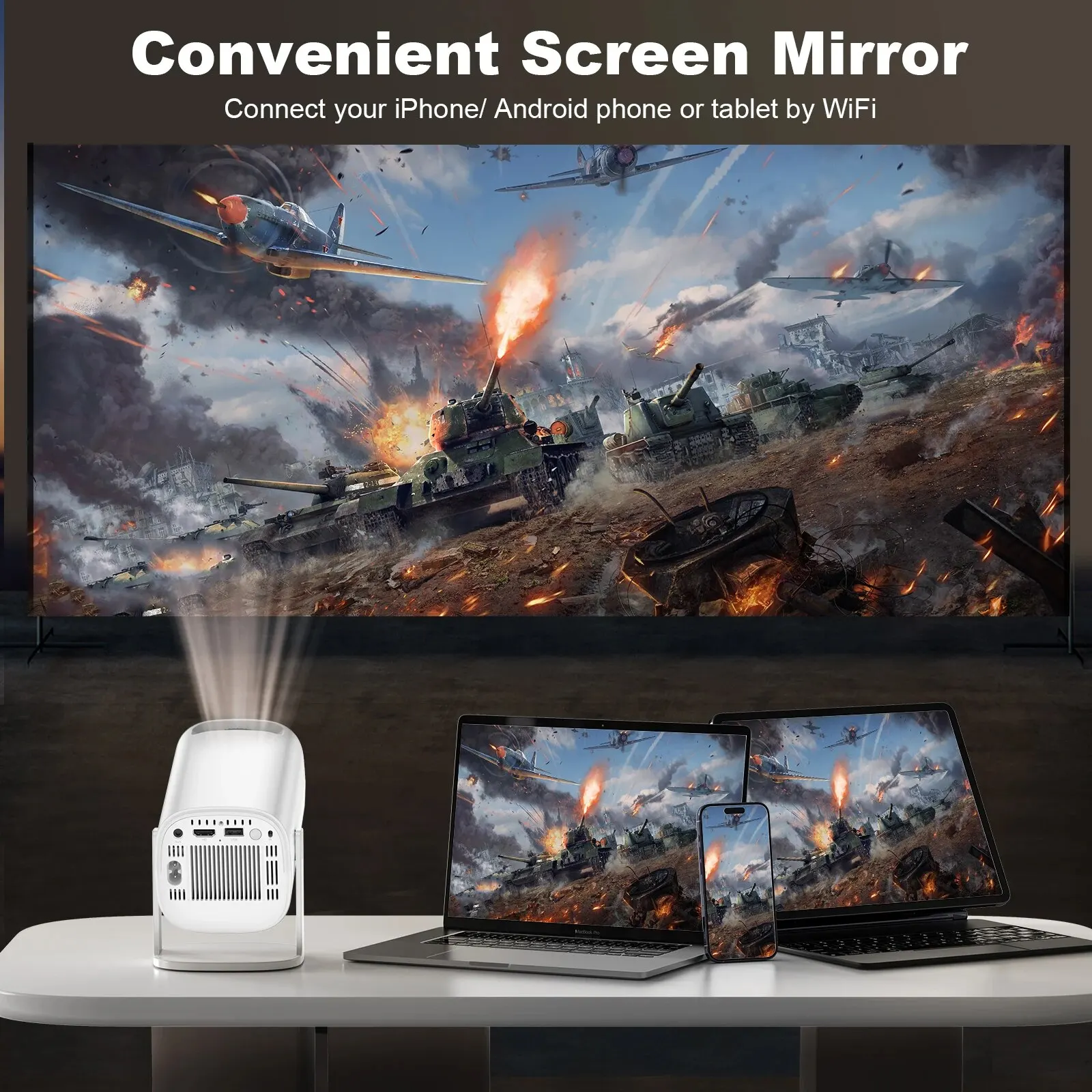 Smart Mini Portable Projector with Android 11, WiFi 6, and Bluetooth 5.0 - Image 4