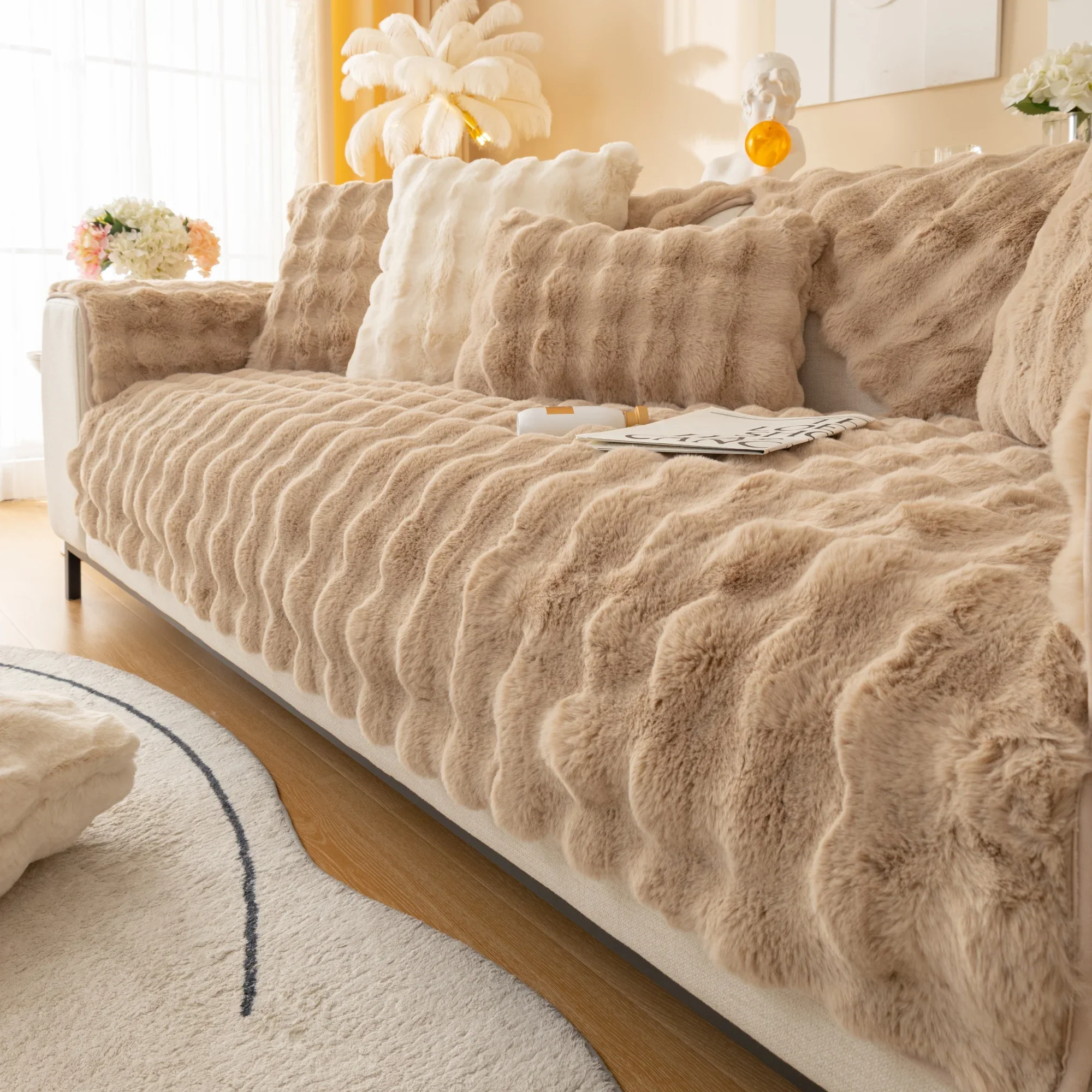 SofaSnug - Cosy Plush Solid Colour Non-Slip Couch Cover - Image 10