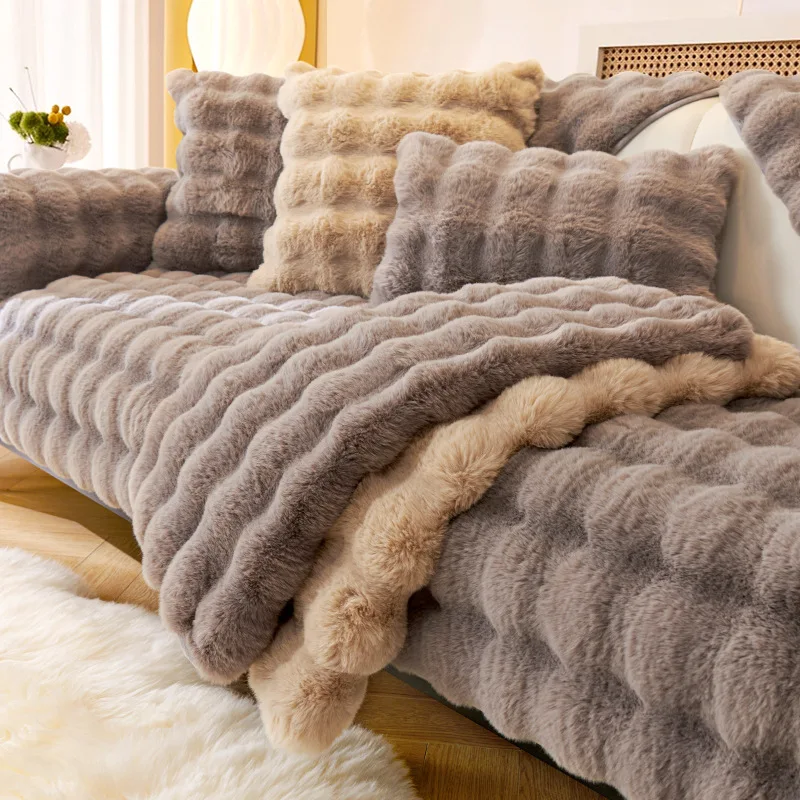 SofaSnug - Cosy Plush Solid Colour Non-Slip Couch Cover - Image 6