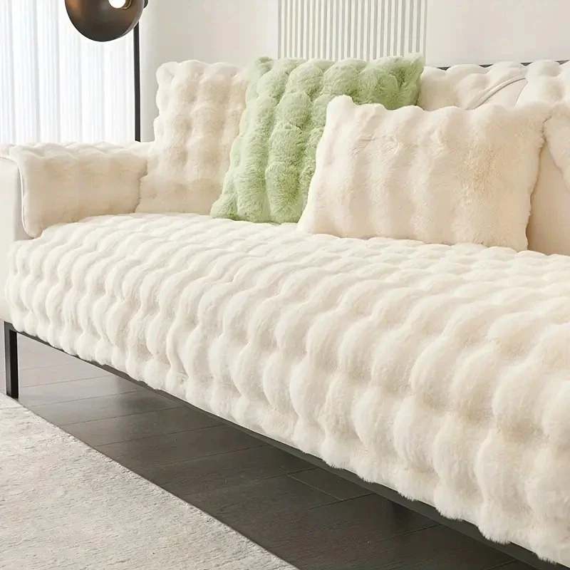 SofaSnug - Cosy Plush Solid Colour Non-Slip Couch Cover - Image 9
