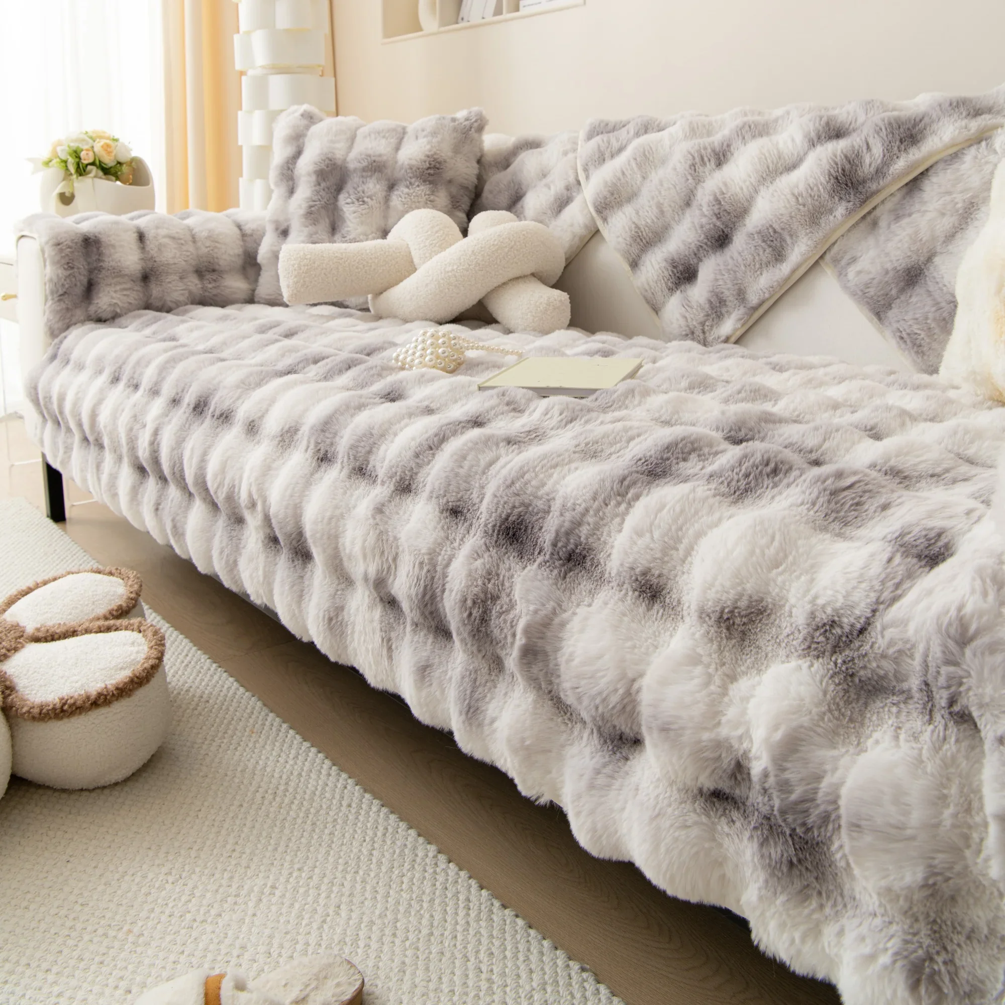 SofaSnug - Cosy Plush Solid Colour Non-Slip Couch Cover - Image 10
