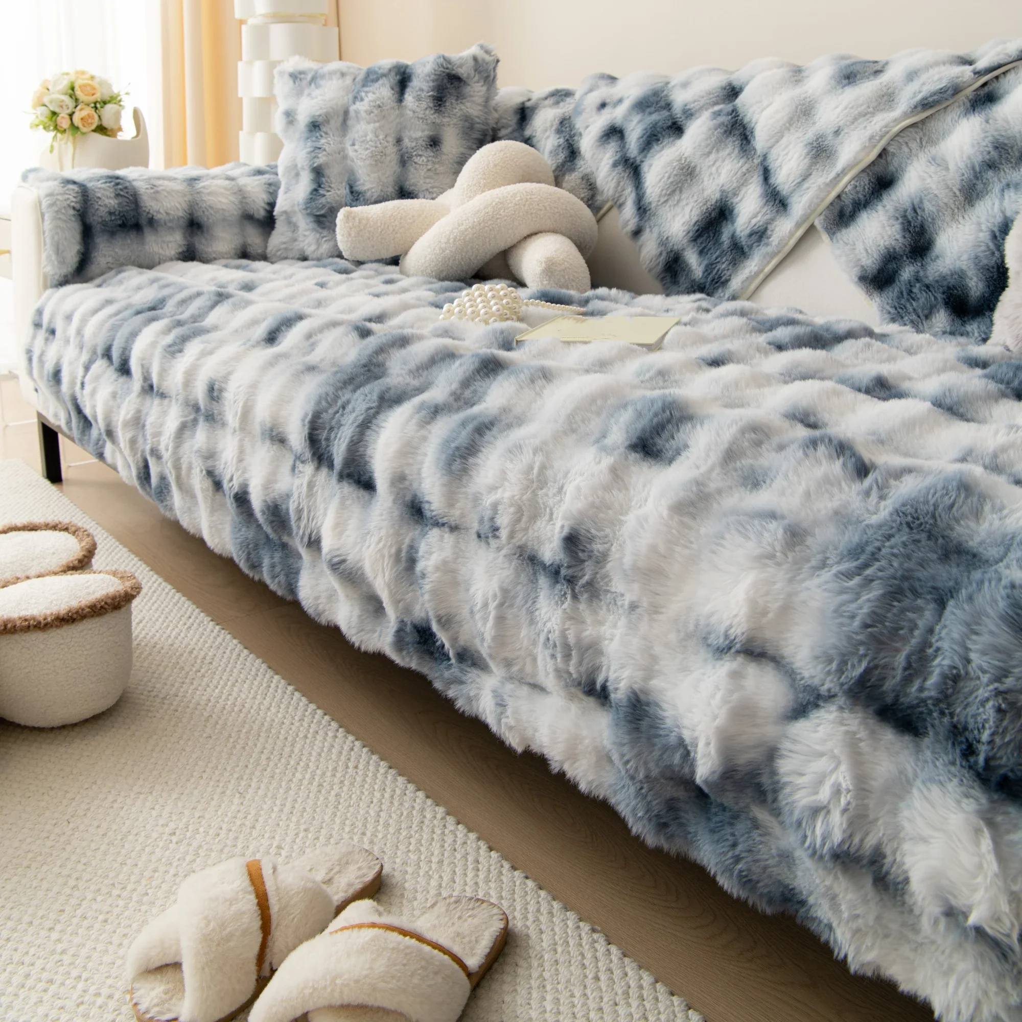SofaSnug - Cosy Plush Solid Colour Non-Slip Couch Cover - Image 7