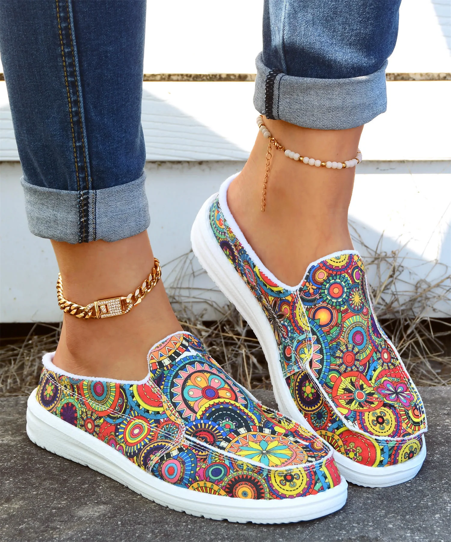 Spring And Summer New New Stylish Slippers Outer Wear Floral Cloth Shoes - Image 6