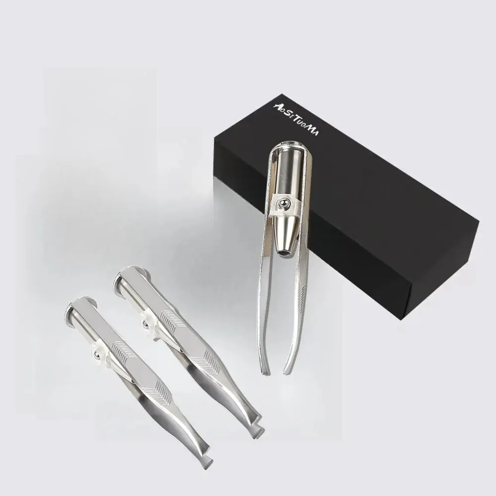 Stainless Steel Precision Eyebrow Tweezers with LED Light - Image 3