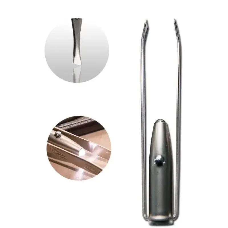 Stainless Steel Precision Eyebrow Tweezers with LED Light - Image 5