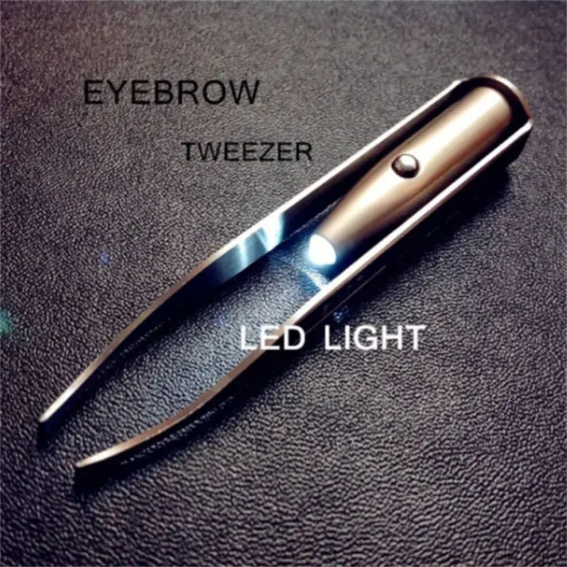 Stainless Steel Precision Eyebrow Tweezers with LED Light - Image 7