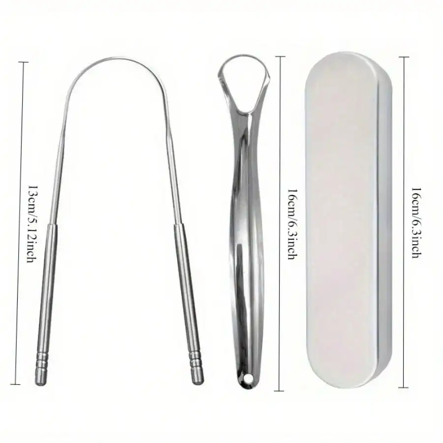 Stainless Steel Tongue Scraper Set with Storage Box - Image 2