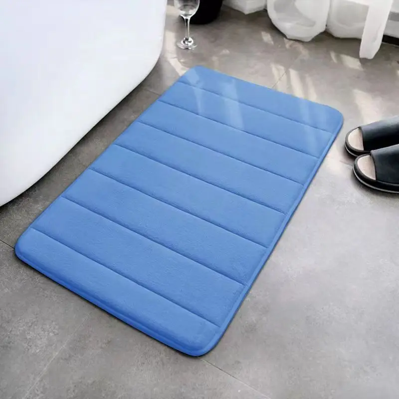 Super Absorbent Striped Coral Velvet Bathroom Floor Mat - Image 10