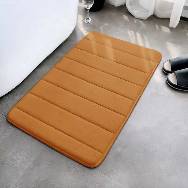Super Absorbent Striped Coral Velvet Bathroom Floor Mat - Image 11