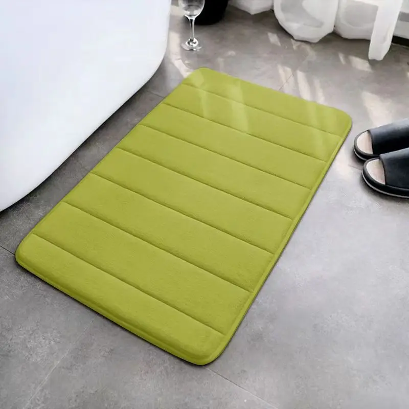 Super Absorbent Striped Coral Velvet Bathroom Floor Mat - Image 8