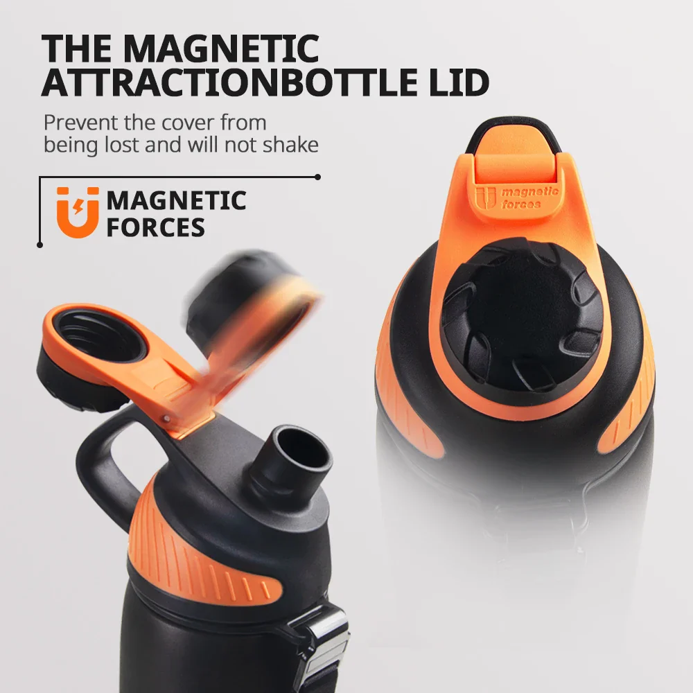 Thermos With Magnetic Lid Outdoor Sport Stainless Steel Water Bottle - Image 3