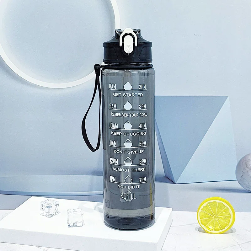 Time-Marked Sports Water Bottle with Straw - Image 21