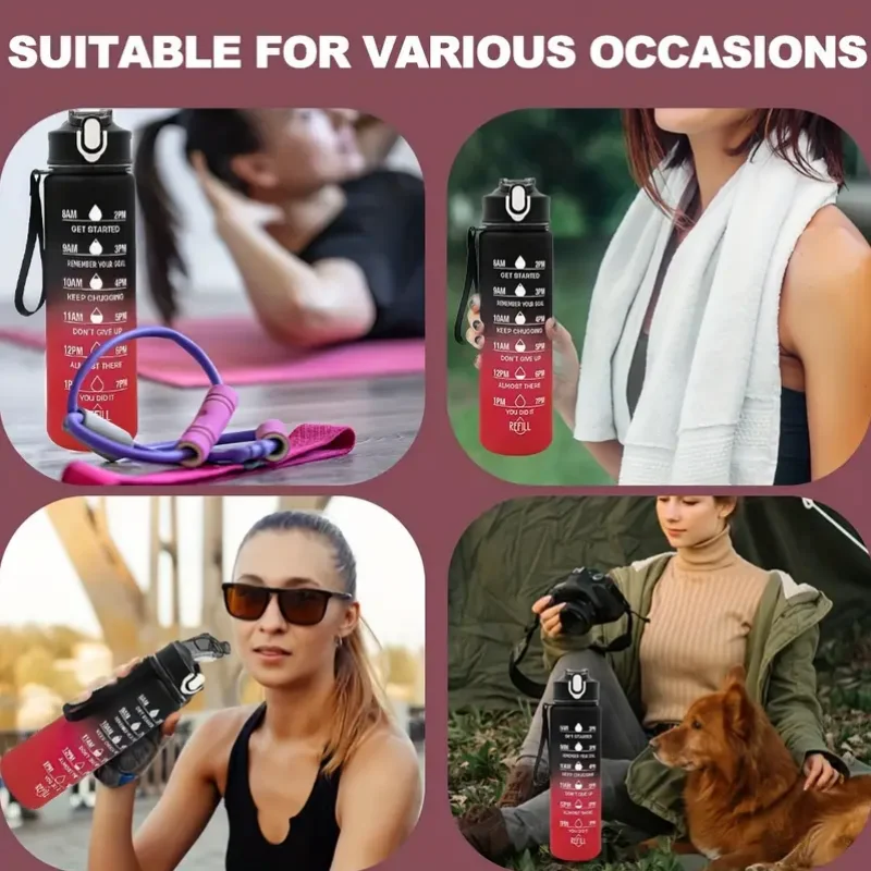 Time-Marked Sports Water Bottle with Straw - Image 4