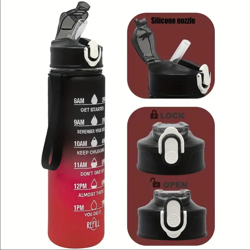 Time-Marked Sports Water Bottle with Straw - Image 5