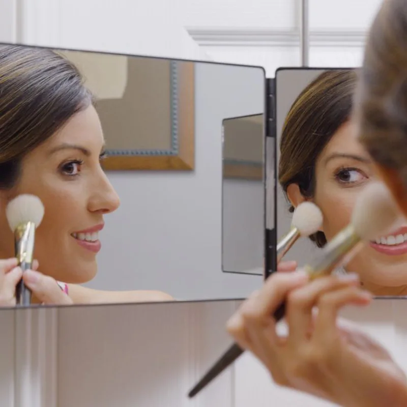 Tri-Fold LED Mirror – 3-Way Adjustable Mirror for Self Haircuts & Makeup Application - Image 2