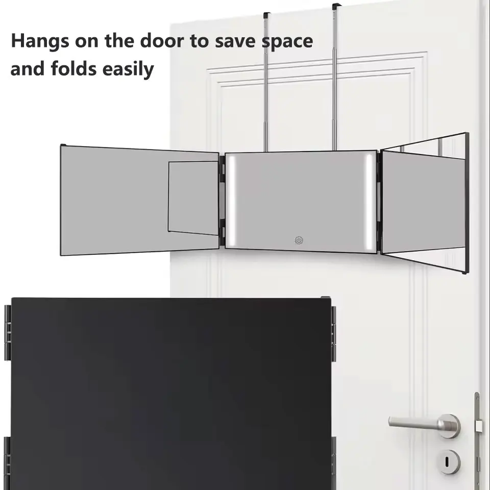 Tri-Fold LED Mirror – 3-Way Adjustable Mirror for Self Haircuts & Makeup Application - Image 5