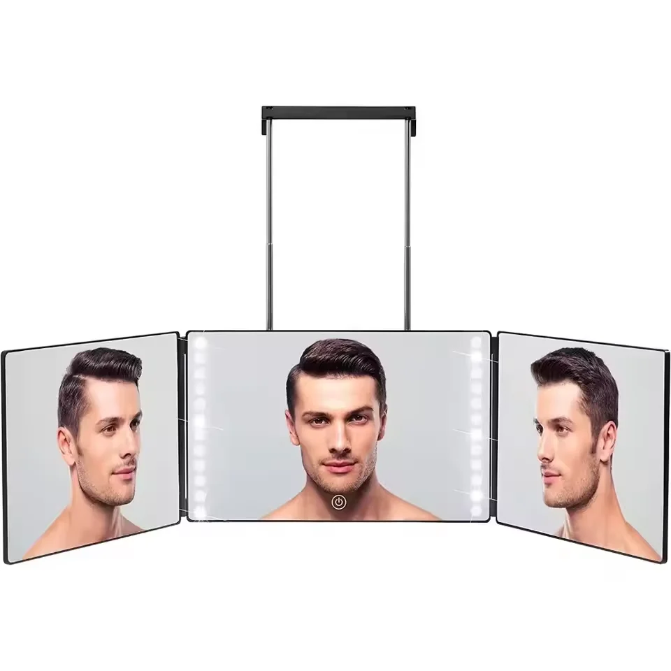 Tri-Fold LED Mirror – 3-Way Adjustable Mirror for Self Haircuts & Makeup Application - Image 8